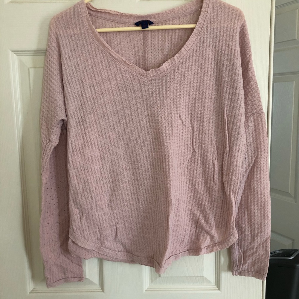 light pink waffle long sleeve